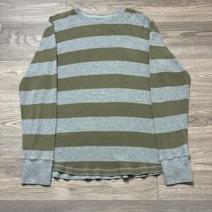 Y2K Mossimo Grey and Olive Green Waffle Knit Thermal Long Sleeve T-Shirt Size XL